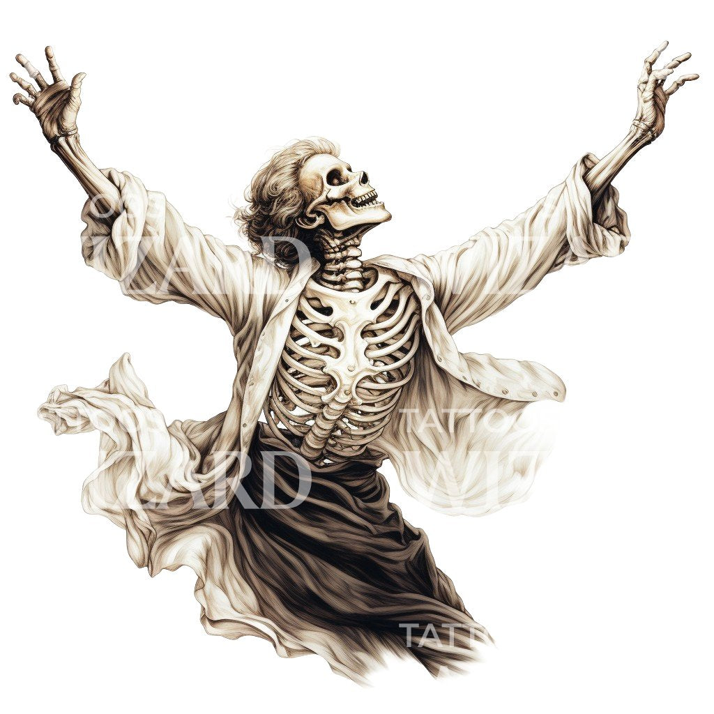 Conception de tatouage de squelette dansant
