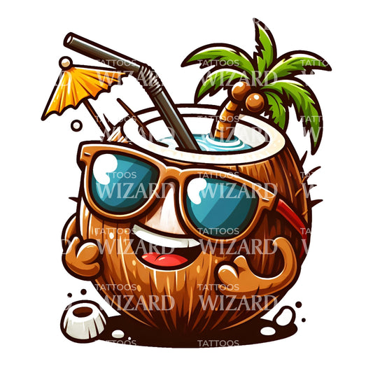 Coconut In The Breeze Tattoo Design