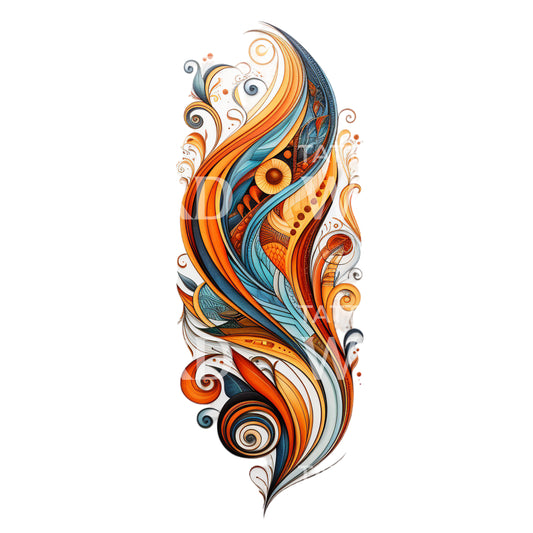 Abstract Colorful Feather Tattoo Design
