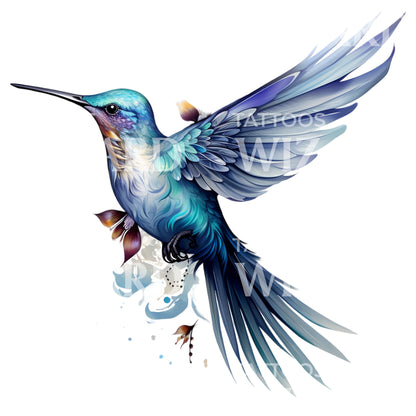 Colorful Hummingbird Illustration Tattoo Design
