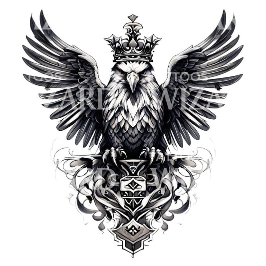 Neotraditional Hawk Chess King Tattoo Design