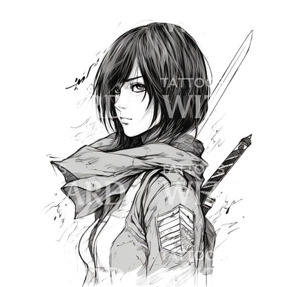 Mikasa Ackermann AOT Inspired Tattoo Design