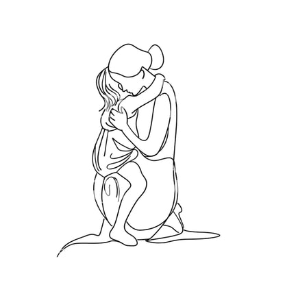 Mum Hugging Child Minimalist Tattoo Design