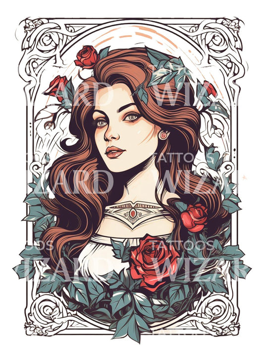 Neo Traditional Tarot Card Tattoo Design