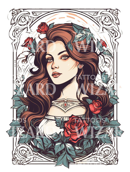 Neo Traditional Tarot Card Tattoo Design