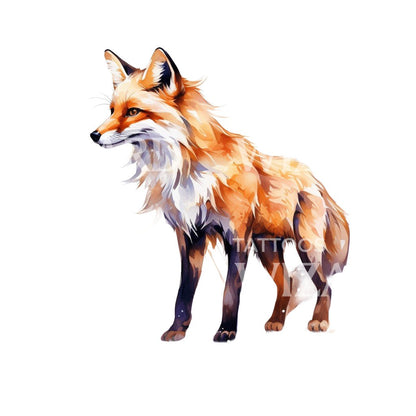 Watercolor Fox Tattoo Design