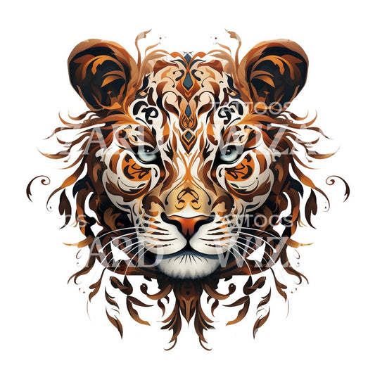 Neo Traditional Leopard Tattoo Design
