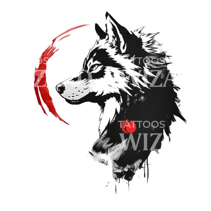 Brave Wolf Japanese Style Tattoo Design