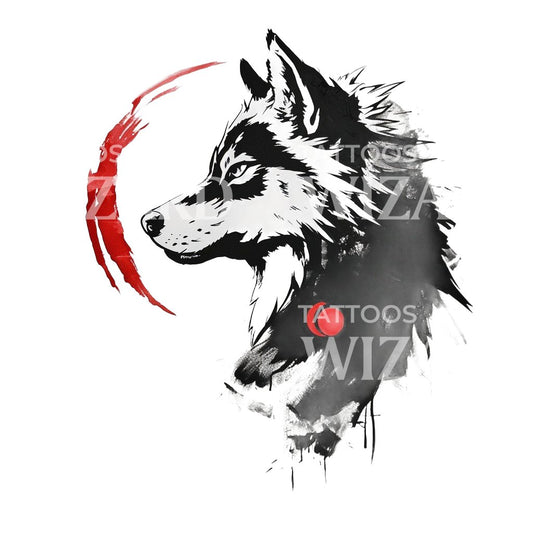 Conception de tatouage de style japonais Brave Wolf