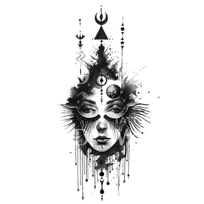 Dark Magic Witch Tattoo Design