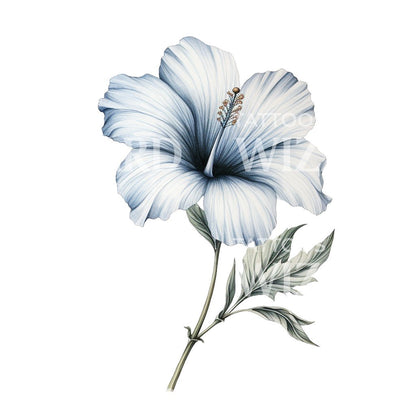Botanical Ibiscus Tattoo Design
