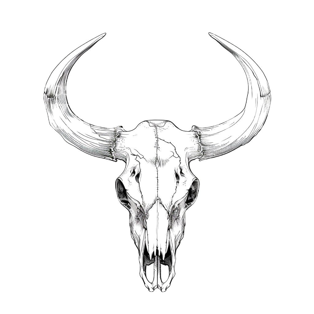 Conception de tatouage de crâne de taureau Finelines