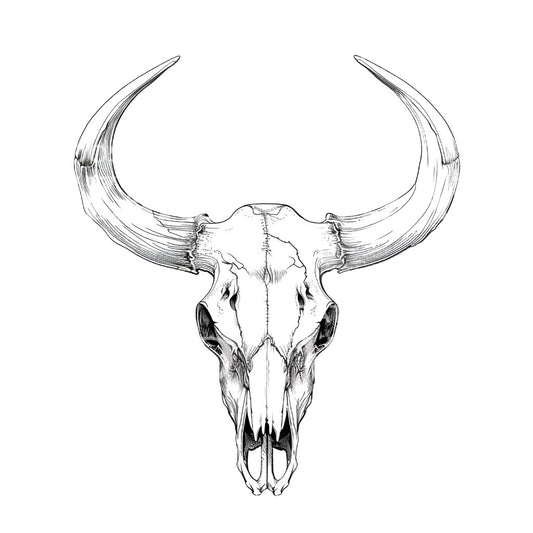 Finelines Bull Skull Tattoo Design