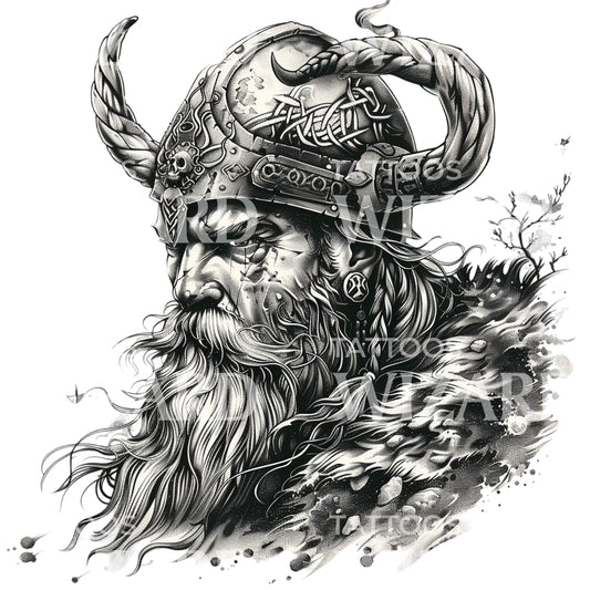 Conception de tatouage viking féroce du fils de Thor