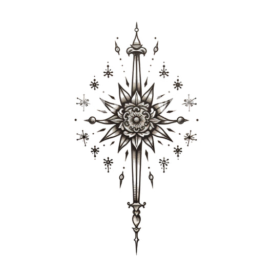 Dagger Sun Tattoo Design