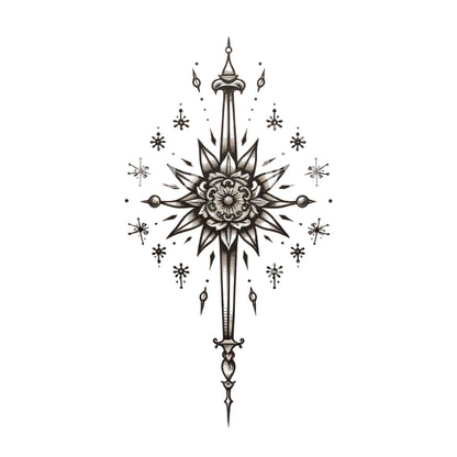 Dagger Sun Tattoo Design