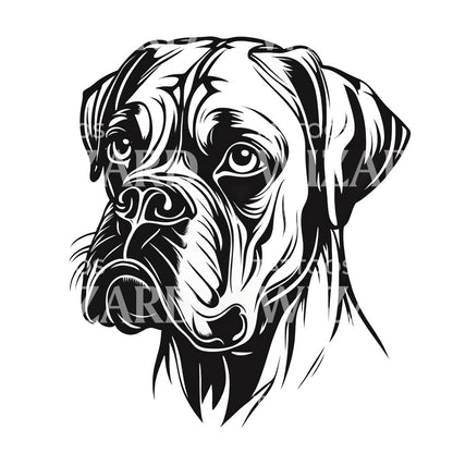 Boxer Dog Head Tattoo Design