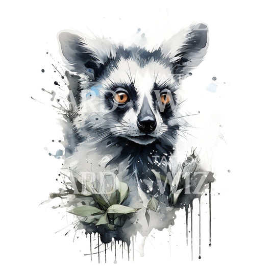 Lemur Watercolor Tattoo Design
