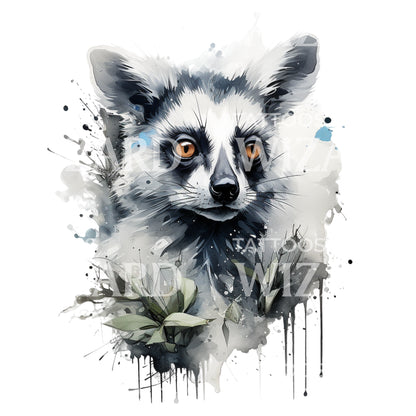 Lemur Watercolor Tattoo Design