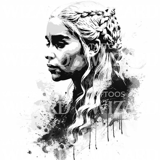 Minimalistisches Portrait-Tattoo-Design von Daenerys Targaryen