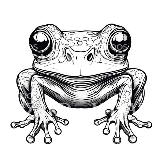grenouille assise près de conception de tatouage