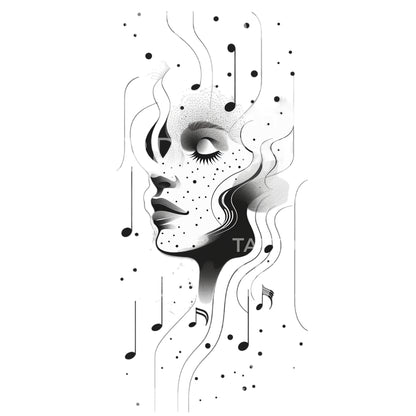 Melody Minimalist Woman Tattoo Design