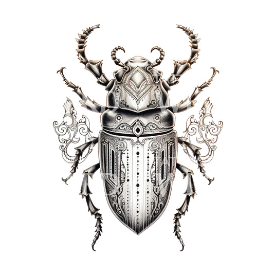 Black and Grey Beetle Tattoo Design