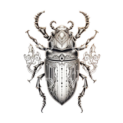 Black and Grey Beetle Tattoo Design