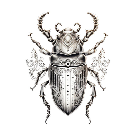 Black and Grey Beetle Tattoo Design