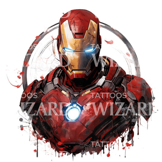 Conception de tatouage Ironman inspirée de Marvel