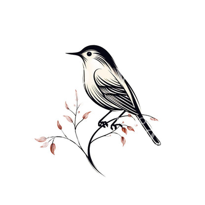 Minimalist Bird on a Branch Tattoo Design