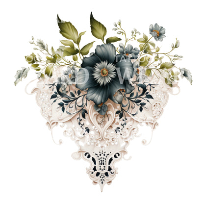 French Lace Lingerie with Flowers Tattoo Design