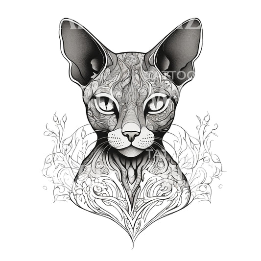 Devon Rex Katze mit Muster Tattoo-Design