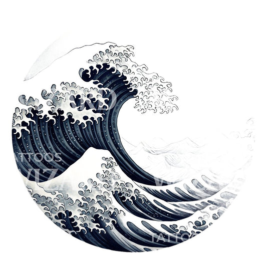 Conception de tatouage de la grande vague de Kanagawa