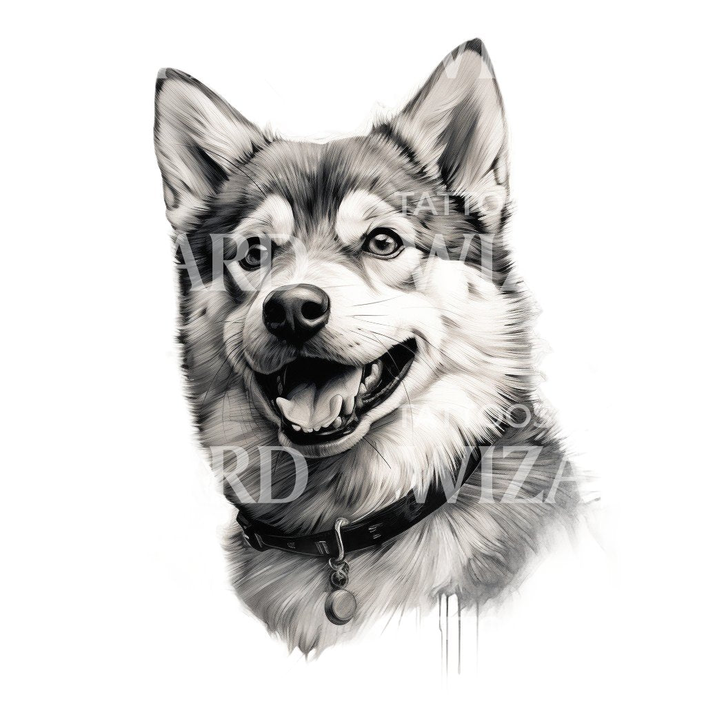 Alaskan Klee Kai Mini Husky Hund Tattoo Design