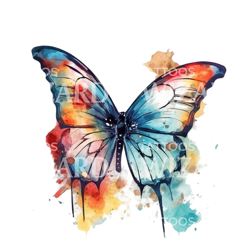 Watercolor Butterfly Tattoo Design