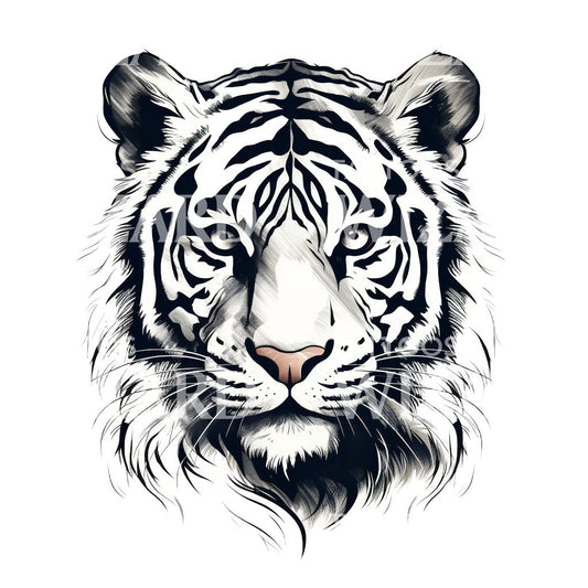 White Tiger Portrait Tattoo Design