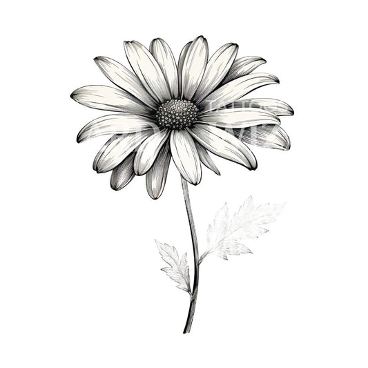 Schwarzes und graues Gänseblümchen-Blumen-Tattoo-Design