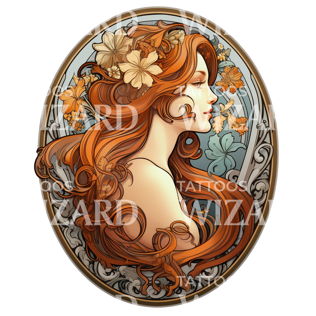 Neo Traditional Woman Art Deco Tattoo – Tattoos Wizard Designs