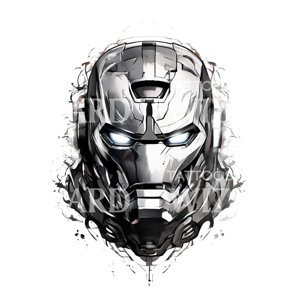 Conception illustrative de tatouage de casque Iron Man