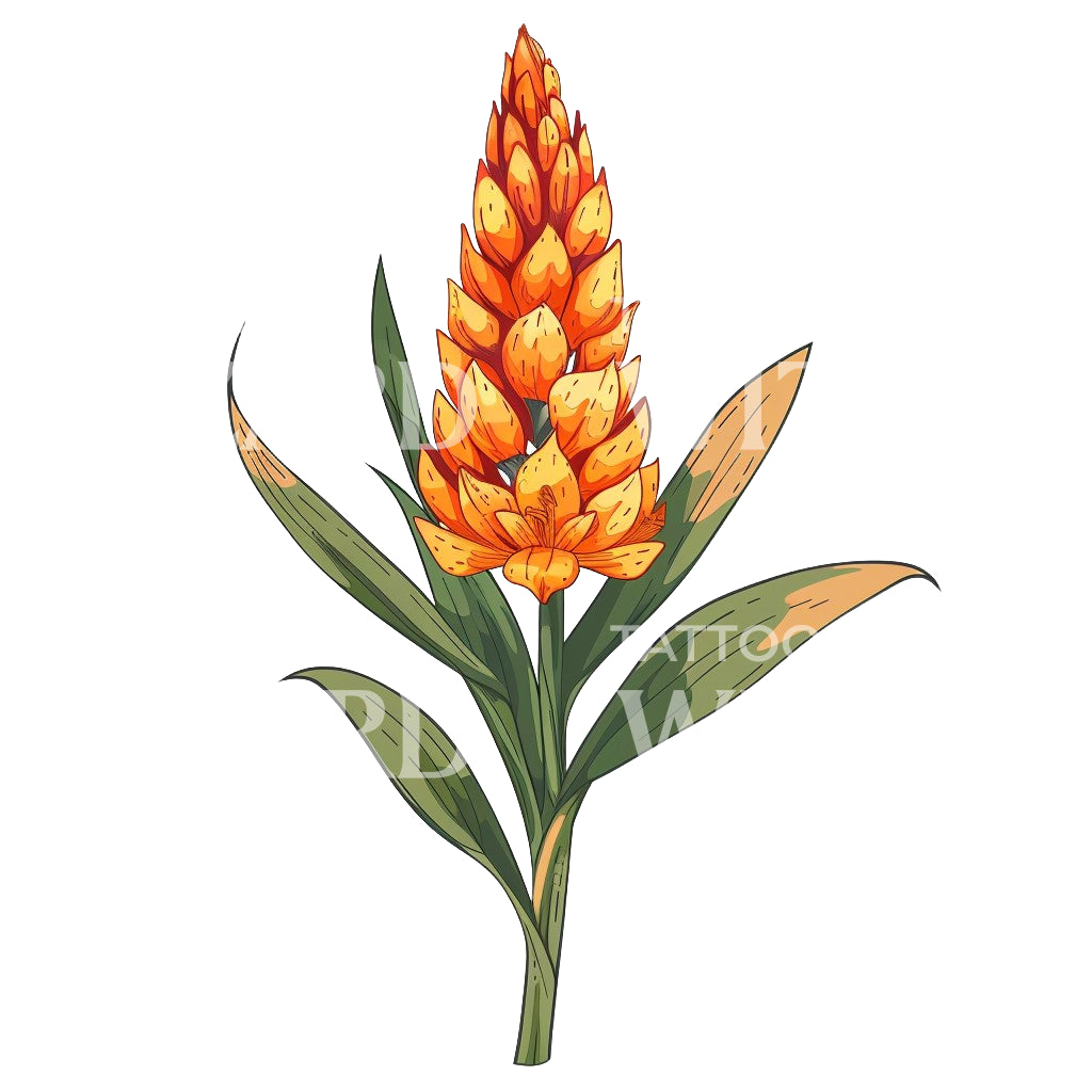 Radiant Ginger Torch Flower Tattoo Design – Tattoos Wizard Designs