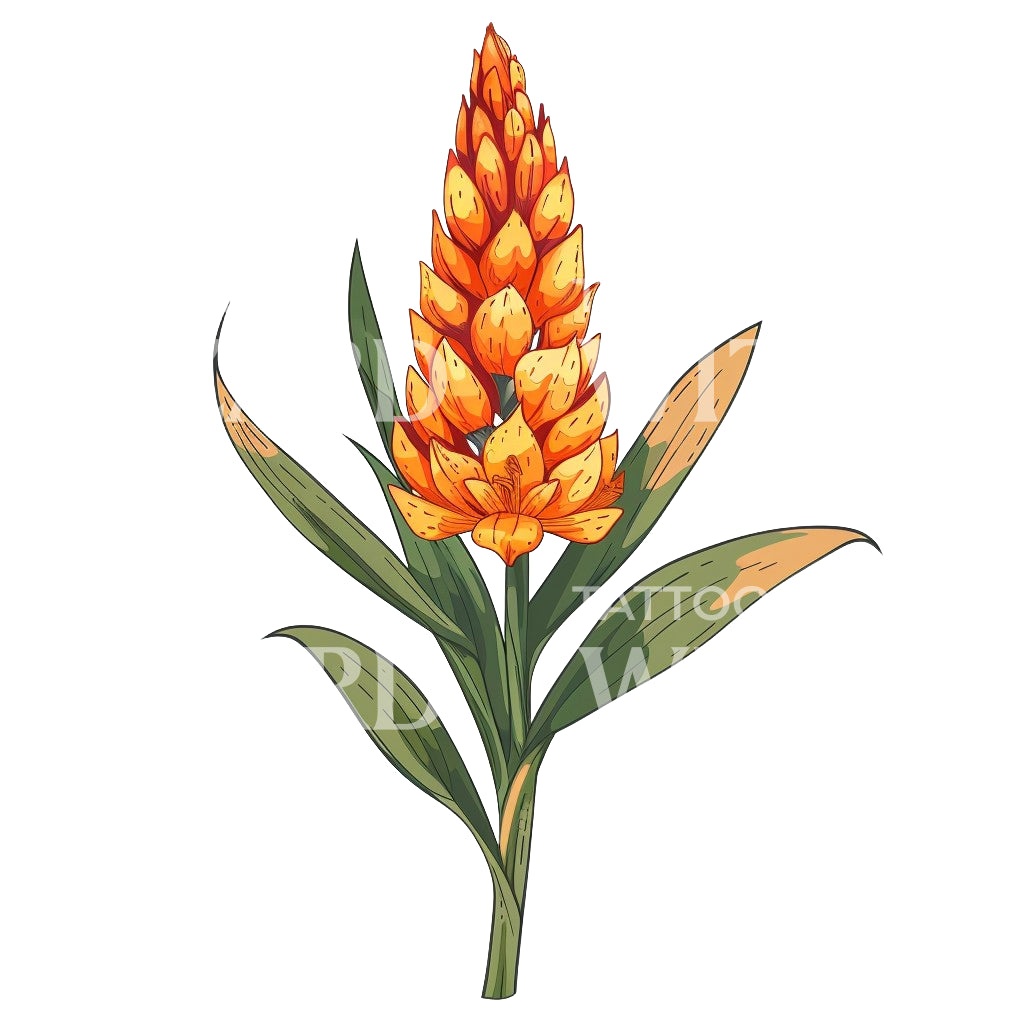 Radiant Ginger Torch Flower Tattoo Design