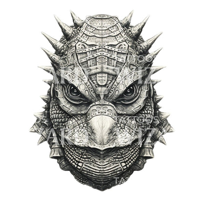 Humanoid Lizard Head Tattoo Design