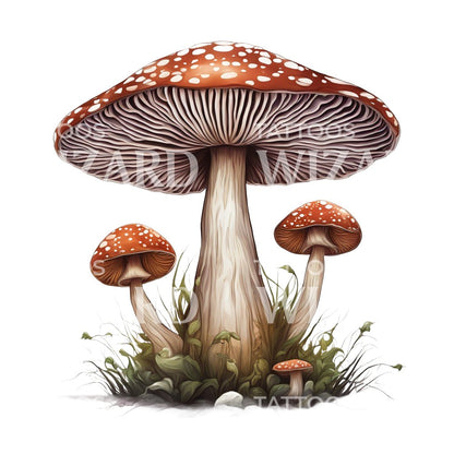 group of Mushrooms Tattoo Design