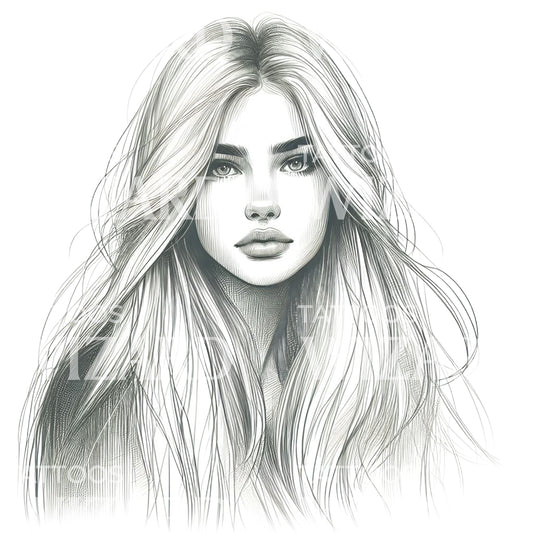 Blonde Beauty Sketch Tattoo Idea