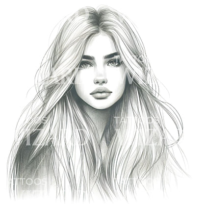 Blonde Beauty Sketch Tattoo Idea