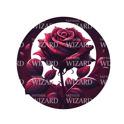 Dark Red Rose Tattoo Idea