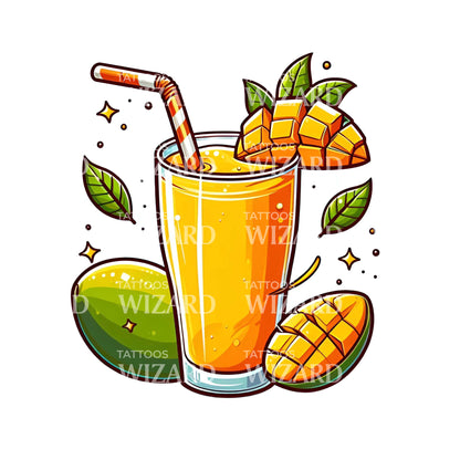 Glass Of Mango Shake Tattoo Idea