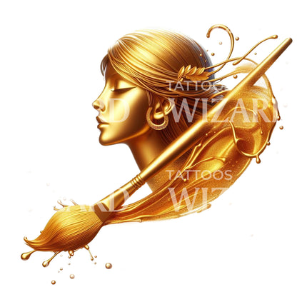 Golden Brush Tattoo Idea