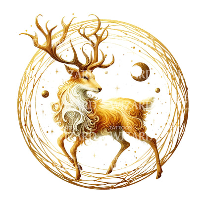 Golden Deer Tattoo Idea